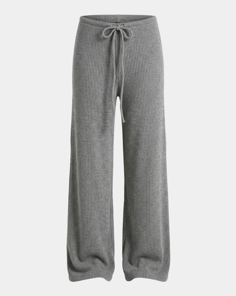 Basic plain ribbed knit low-waisted trousers