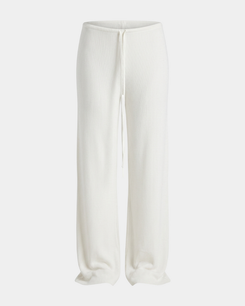 Basic plain ribbed knit low-waisted trousers